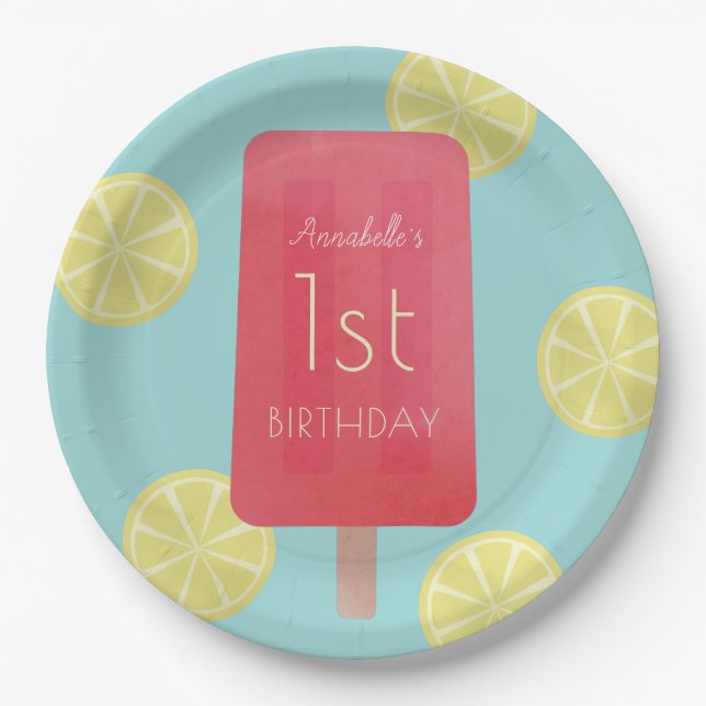 Assiettes En Carton Fraise Lemonade Popsicle Girl Anniversaire (Devant)