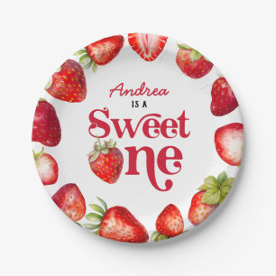 Assiettes En Carton Fraise moderne Sweet One First Birthday Girls