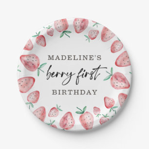 Assiettes En Carton Fraise premier anniversaire 1er Berry Sweet Girl