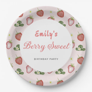 Assiettes En Carton Fraise Premier anniversaire Fille fête