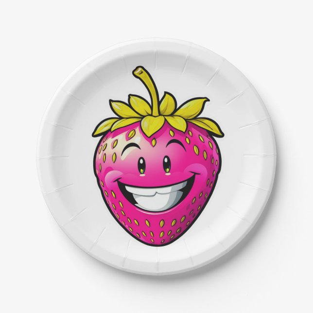 Assiettes En Carton Fraise rose (Devant)