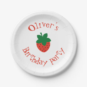 Assiettes En Carton Fraise rouge fête d'anniversaire