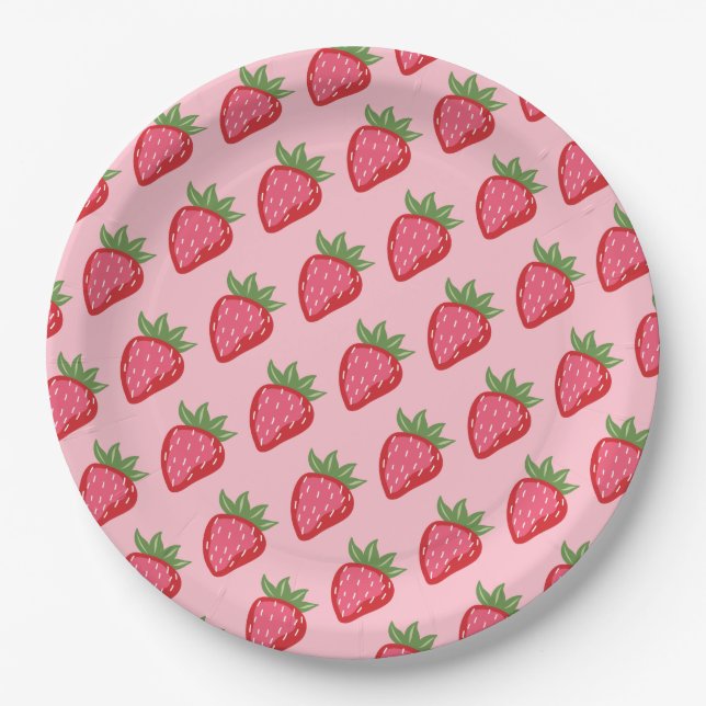 Assiettes En Carton Fraise Rouge rose Berry Sweet (Devant)