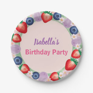 Assiettes En Carton Fraise rouge rose fête d'anniversaire pour enfants