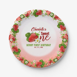 Assiettes En Carton Fraise Sweet ONE Première fête d'anniversaire