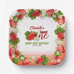 Assiettes En Carton Fraise Sweet ONE Première fête d'anniversaire