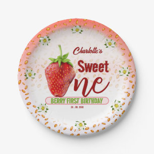 Assiettes En Carton Fraise UNE Plaques Papier Premier Anniversaire