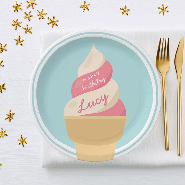 Assiettes En Carton Fraise vanille crème glacée Anniversaire de enfant (Créateur téléchargé)