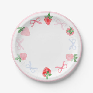 Assiettes En Carton Fraises d'aquarelle baie premier anniversaire