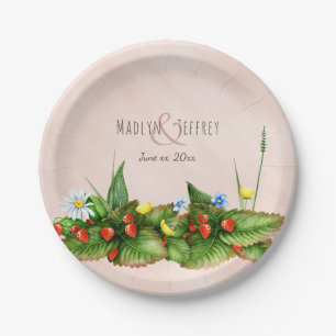 Assiettes En Carton Fraises et mariage de prairie fleur sauvage
