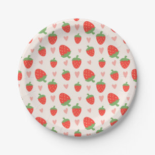 Assiettes En Carton Fraises et plaques en papier de coeur
