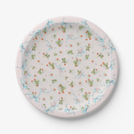 Assiettes En Carton Fraises et vaches baroques rose