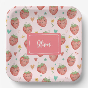 Assiettes En Carton Fraises Kawaii Mignonnes