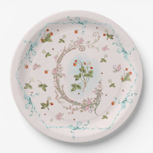 Assiettes En Carton Fraises Mignonette Bleue Français Grande Plaque