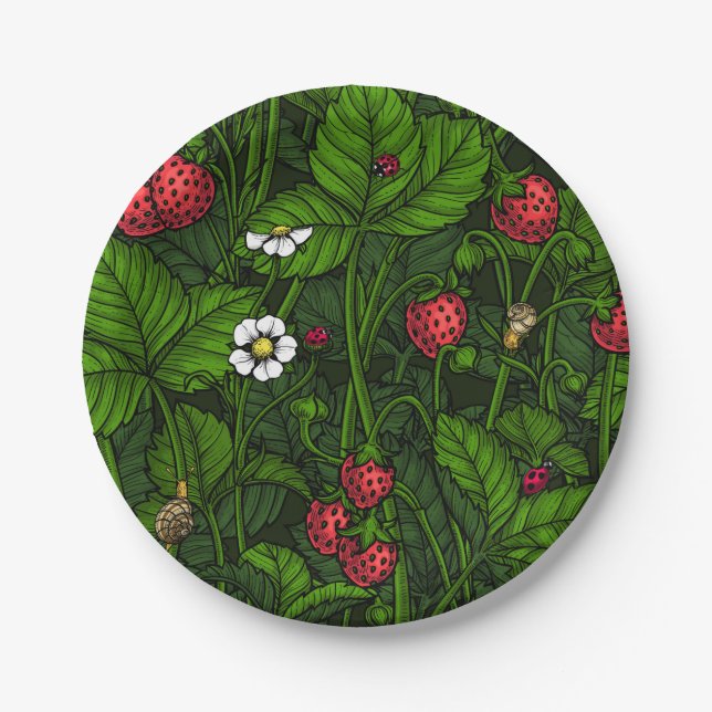 Assiettes En Carton Fraises sauvages (Devant)