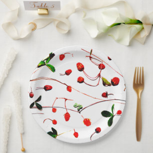 Assiettes En Carton Fraises sauvages fraîches
