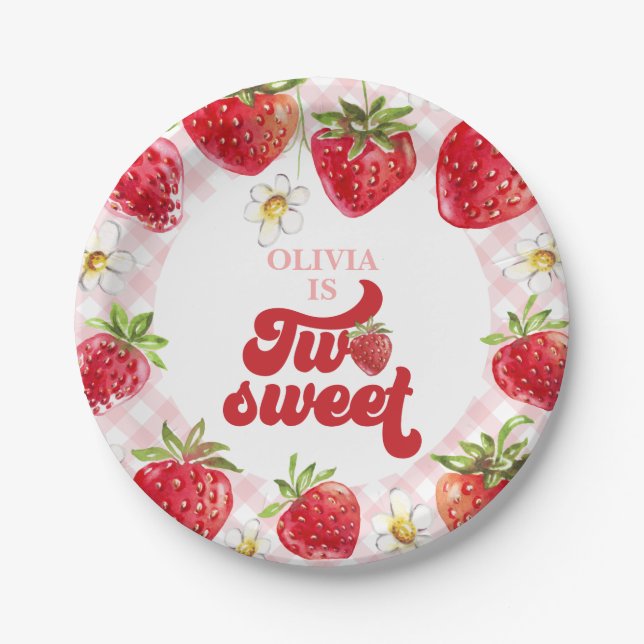 Assiettes En Carton Framboise deux sucré 2e anniversaire (Devant)