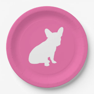 Assiettes En Carton Français Baby shower Buldog Français Rose
