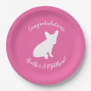 Assiettes En Carton Français Baby shower Buldog Français Rose