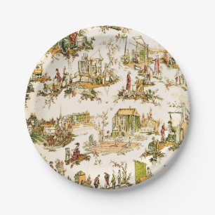 Assiettes En Carton Français Creme Toile Chinoiserie Style Rustique