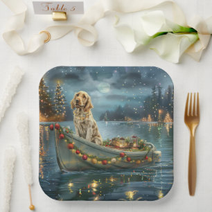 Assiettes En Carton Français Setter Christmas Festive Voyage