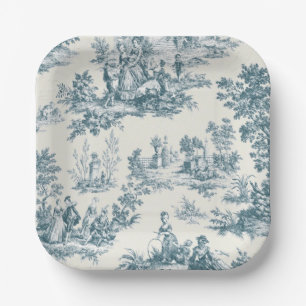 Assiettes En Carton Français toile de jouy sage vert élégant