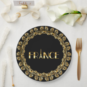 Assiettes En Carton France, Tour Eiffel, Elégant Design Or,