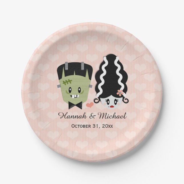 Assiettes En Carton Frankenstein Couples Mariage (Devant)