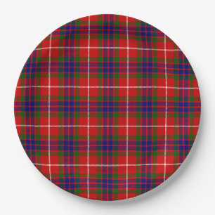 Assiettes En Carton Fraser tartan rouge vert bleu violet plaid