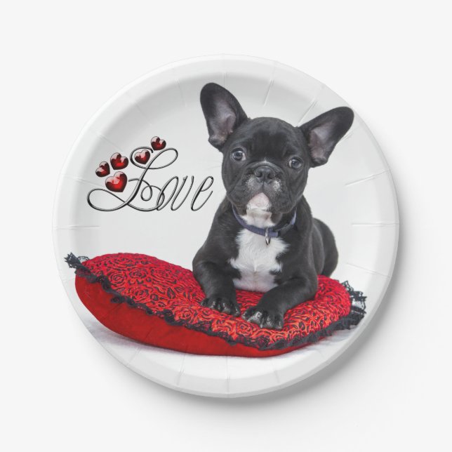 Assiettes En Carton French Bull Dog - Français - Amour (Devant)