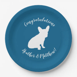 Assiettes En Carton French Bulldog Theme Party - Baby shower Blue