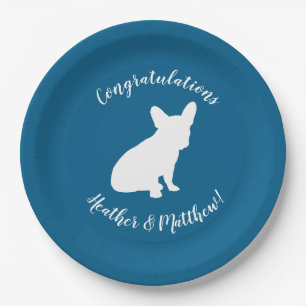Assiettes En Carton French Bulldog Theme Party - Baby shower Blue