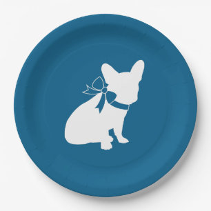 Assiettes En Carton French Bulldog Theme Party - Baby shower Blue
