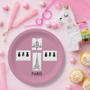 Assiettes En Carton French Pink Paris Thème Plaques Papier