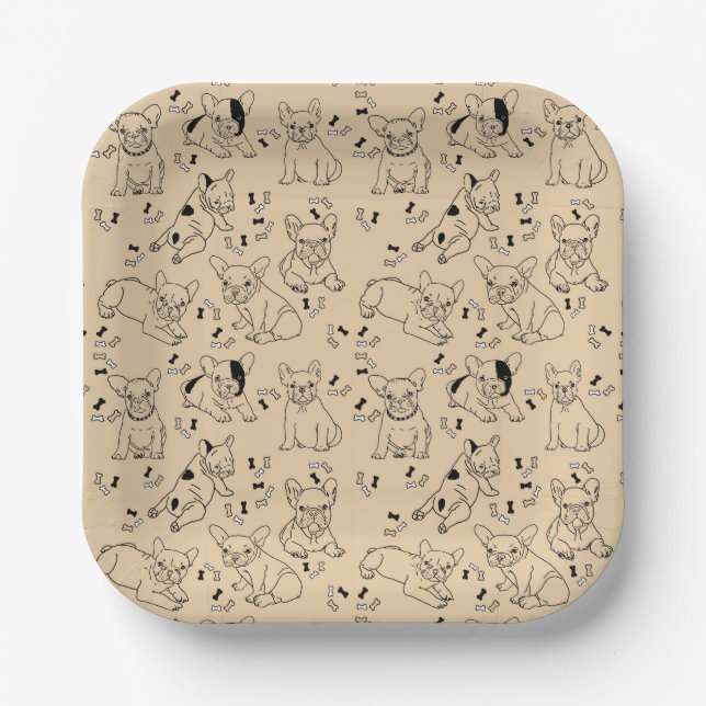 Assiettes En Carton Frenchie et Bones (Recto)