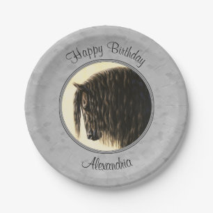 Assiettes En Carton Friesian Draft Horse Silver Grey