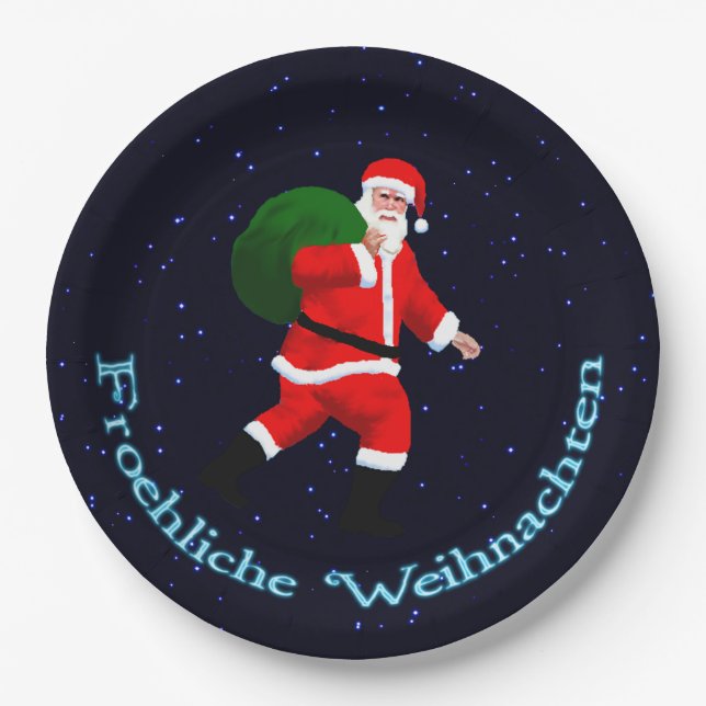 Assiettes En Carton Froehliche Weihnachten - Père Noël (Devant)