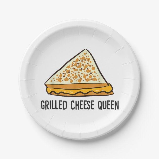 Assiettes En Carton Fromage Grillé Queen Funny Fromage Grillé (Devant)