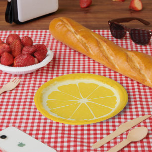 Assiettes En Carton Fruit d'agrumes de citron jaune tranche artistique