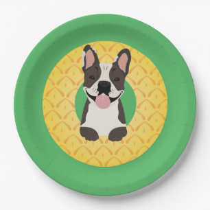 Assiettes En Carton Fruit d'ananas à chien taureau français