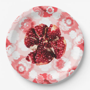 Assiettes En Carton Fruit de grenade rubis