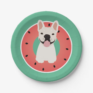Assiettes En Carton Fruit de pastèque français de Bulldog