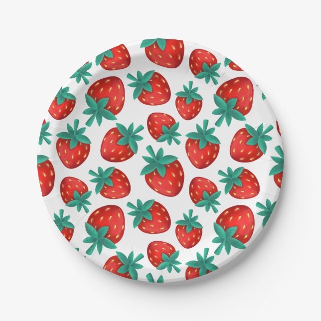 Assiettes En Carton Fruit Motif aux fraises sans joint (Devant)