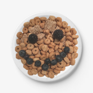 Assiettes En Carton Fruit souriant mignon et visage de céréales