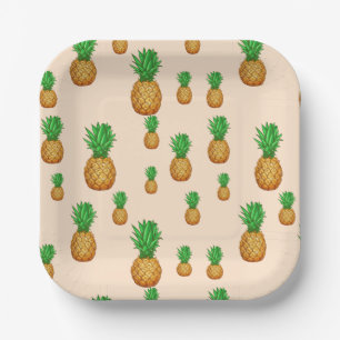 Assiettes En Carton FRUIT TROPICAL D'ÉTÉ tranche d'ananas  motif