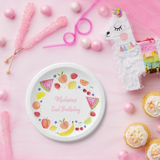Assiettes En Carton Fruits à deux tti Deuxième anniversaire (Fête)