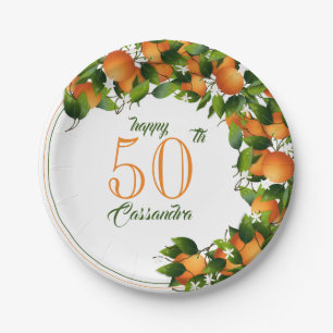 Assiettes En Carton Fruits d'agrumes d'oranges  Anniversaire