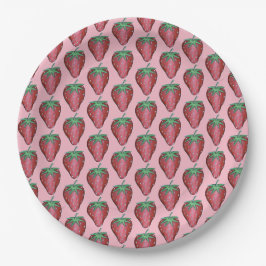 Assiettes En Carton Fruits de fraises rouges juteuses roses Imprimer