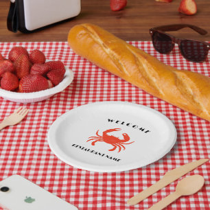Assiettes En Carton Fruits de mer modernes accueil Crabe rouge personn