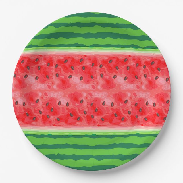 Assiettes En Carton Fruits d'été frais de pastèque (Devant)